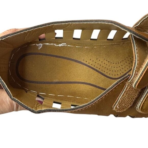 Woman's Adjustable Velcro Leather Sandals Casual Breathable Slip-On Shoes With C - Picture 3 of 6